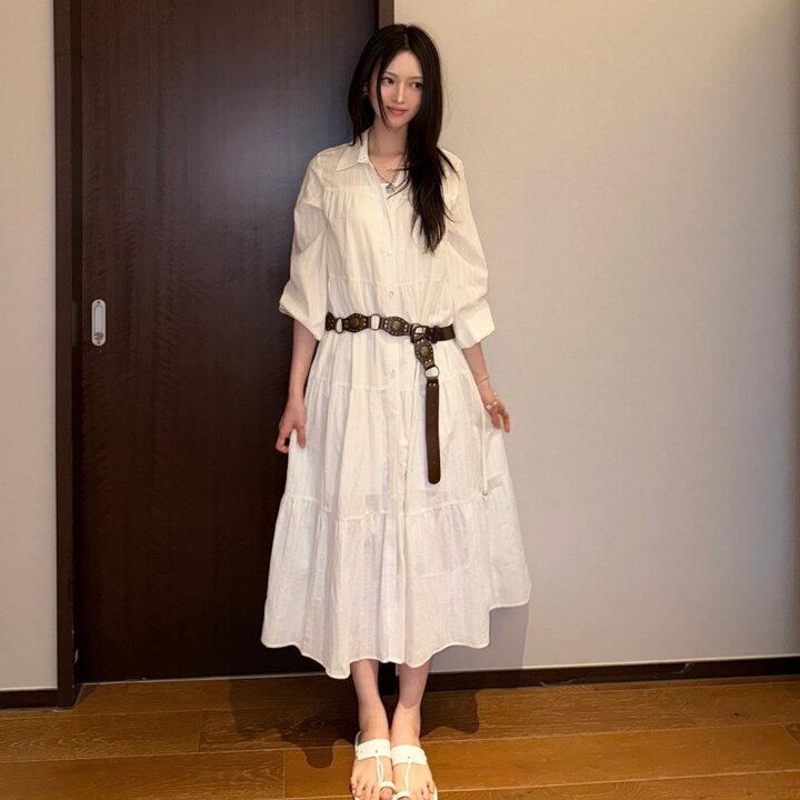 [2컬러] 롱 소프트 셔츠 원피스