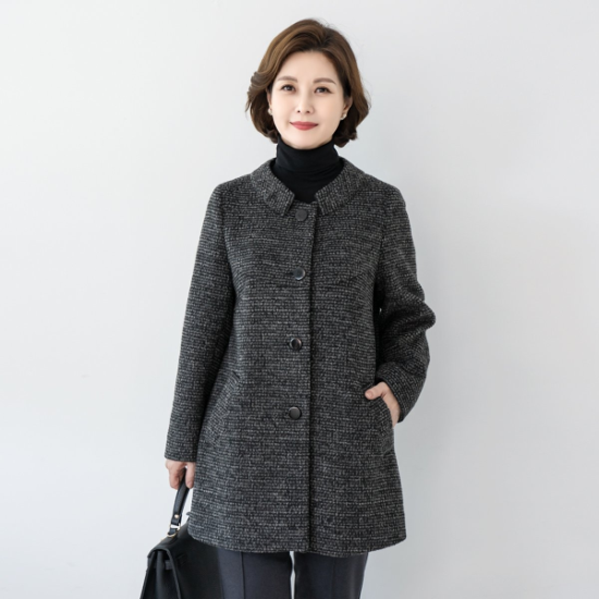 엄마옷 마담4060 블랙모직하프 데일리 중년여성 코트-RCO2512013-