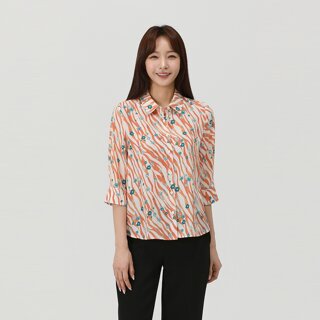 [PAT] 스탠카라 프린트 블라우스_1K42504