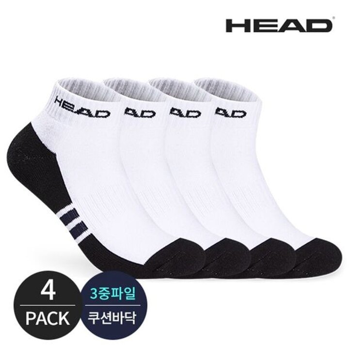헤드 남성 스포츠파일 링글포인트 발목양말 4P WH/NY[31542850]
