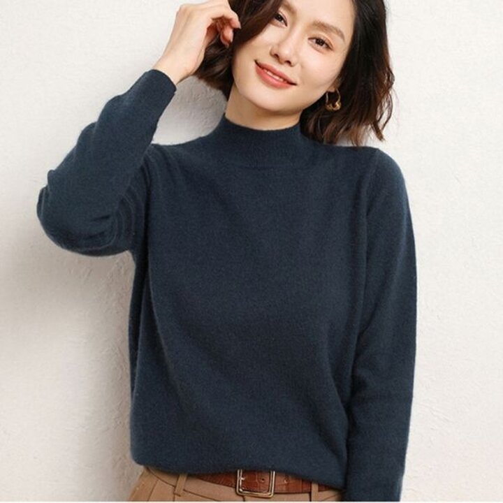 여성 반폴라 긴팔 니트티 1P 겨울 보온 패션 티셔츠 패션니트티