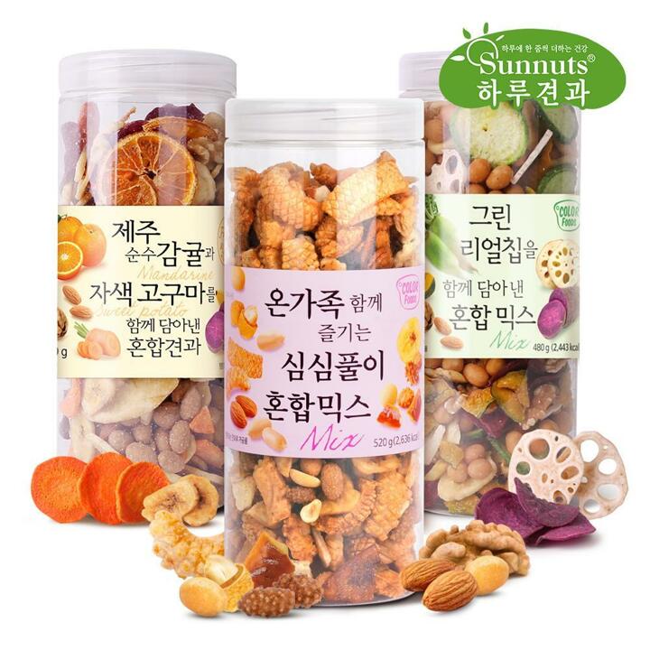 (G) [하루견과] 원물 혼합믹스 3종 (그린리얼칩1통+제주의맛1통+온가족1통)