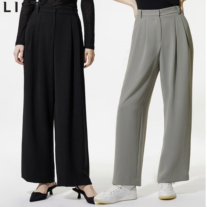 [리스트(LIST)] 기품있는 백밴딩 핀턱 와이드 팬츠 (택가격: 168000원)