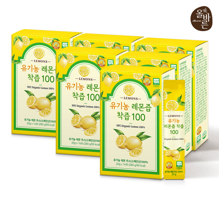[VIP] 올바른 유기농 레몬즙 착즙 100 14포 6박스 (총 84포)