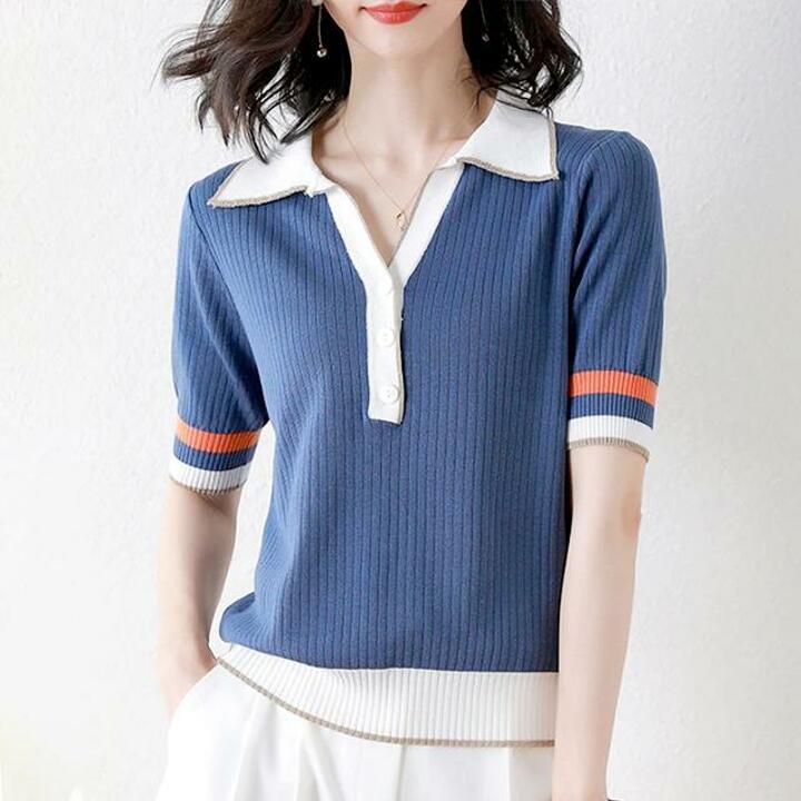 [루미루나]배색단추썸머니트2종