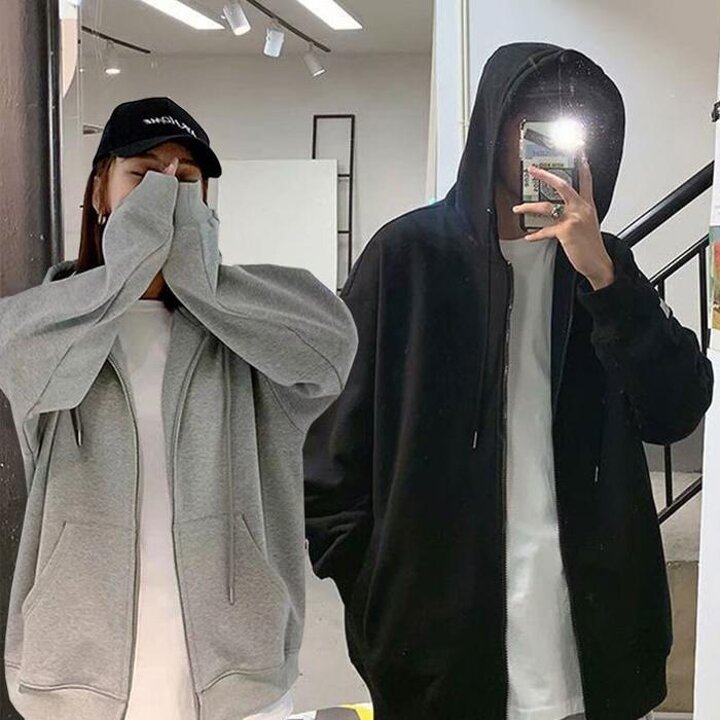 심플남여공용오버핏후드집업