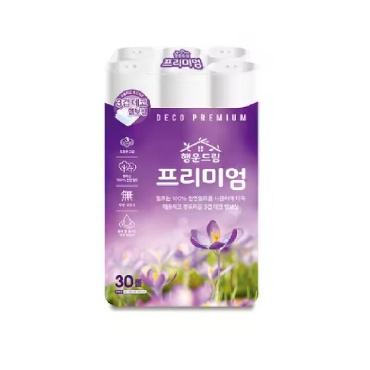 행운드림프리미엄3겹25m30롤천연펄프화장지휴지두루마리