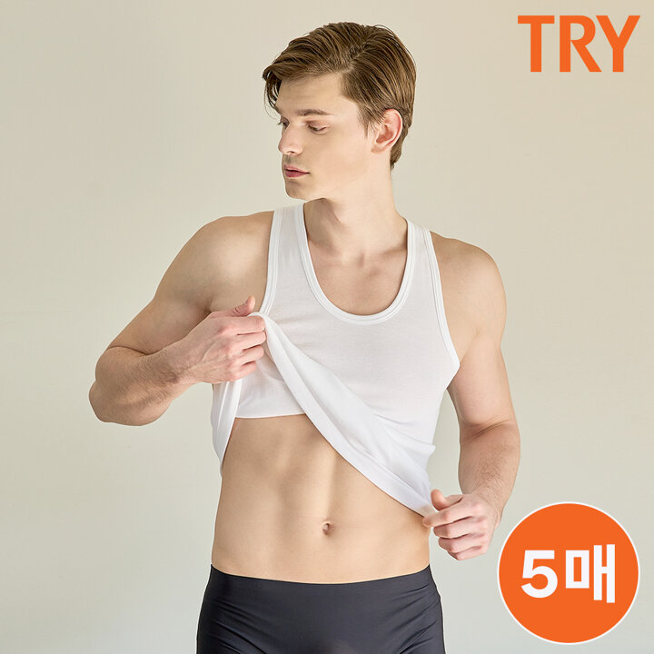 [TRY] 남성 순면 민소매 런닝 5매 세트