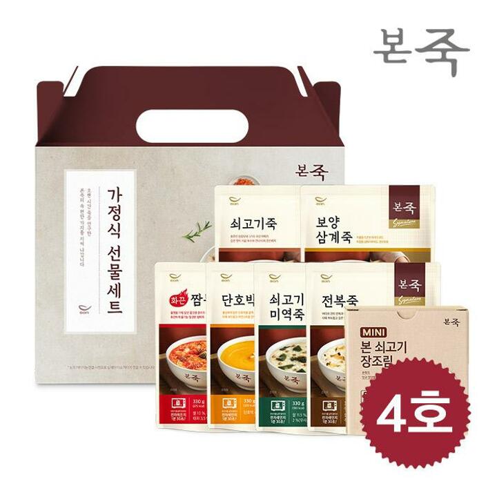 (S)[본죽]선물세트 4호(미니장조림1박스+330g죽 6팩)