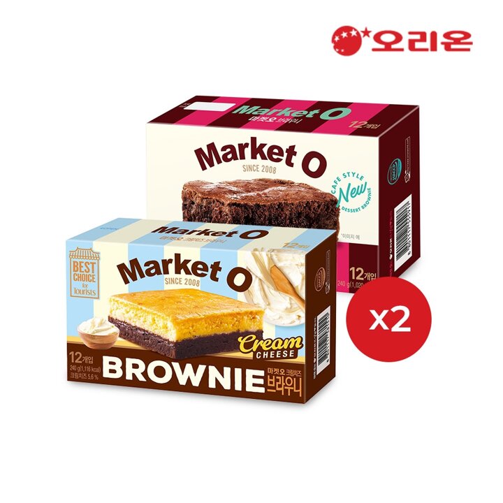 오리온 마켓오 크림치즈브라우니 12P(240g) 2개 + 브라우니12P 2개
