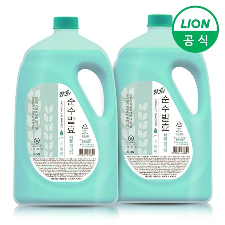 참그린 순수발효 식물 주방세제 용기4kg 2개