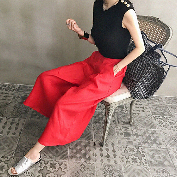 [루미루나]린넨뒷밴딩포켓와이드팬츠