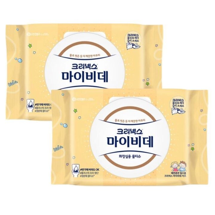 크리넥스마이비데키즈40매2팩유치원어린이집배변훈련물에녹는비데티슈