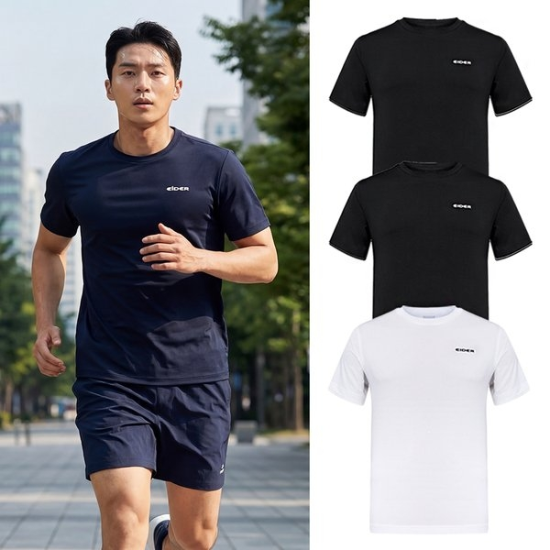 최초가 80000원 남자 기본 반팔티 3장 세트 여름 일상 겸 운동복 이너 아이스 티셔츠 DMM26296