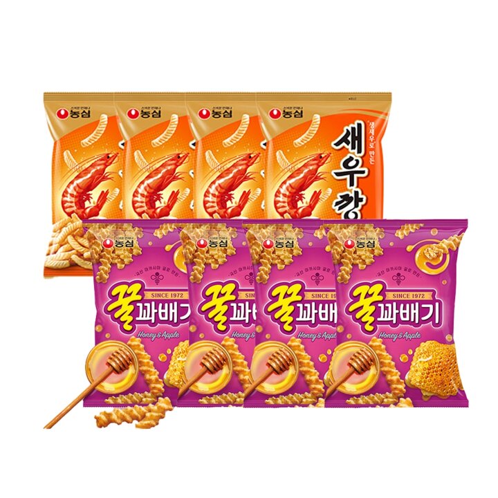 농심 새우깡 4봉 + 꿀꽈배기 4봉