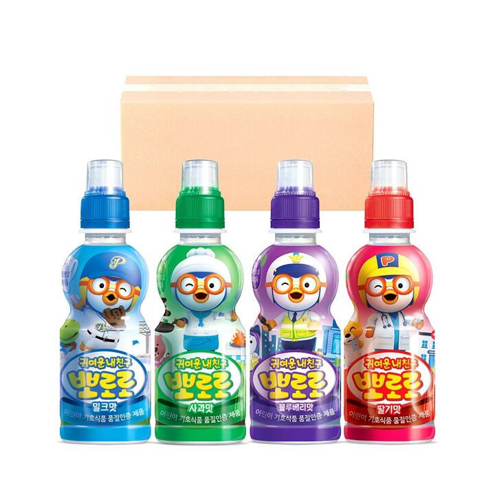 [G] 팔도 뽀로로 음료수 235ml 4종 혼합 24입 (밀크6 + 딸기6 + 사과6 + 블루베리6)