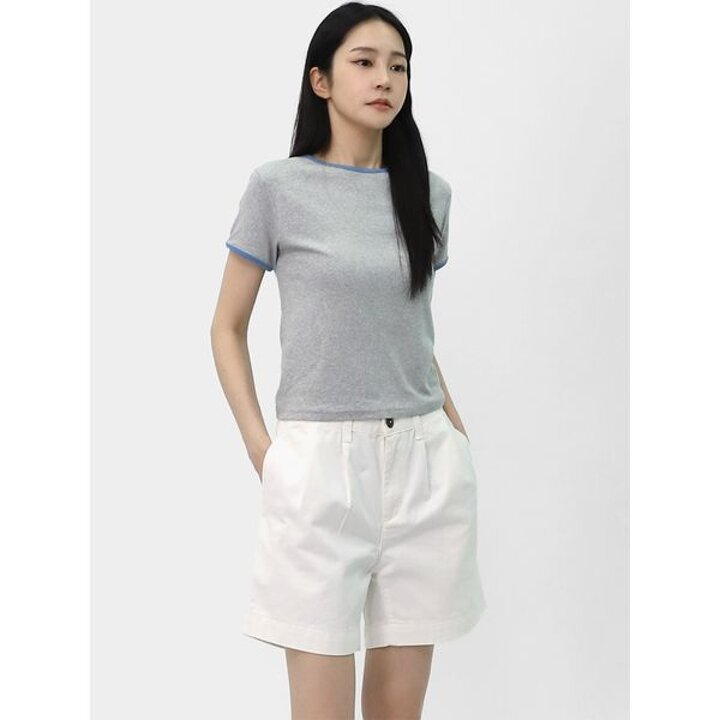 [하프클럽/엘케이트] 여자 반팔티 라운드넥 배색 링거티 여름 티셔츠 LFL004