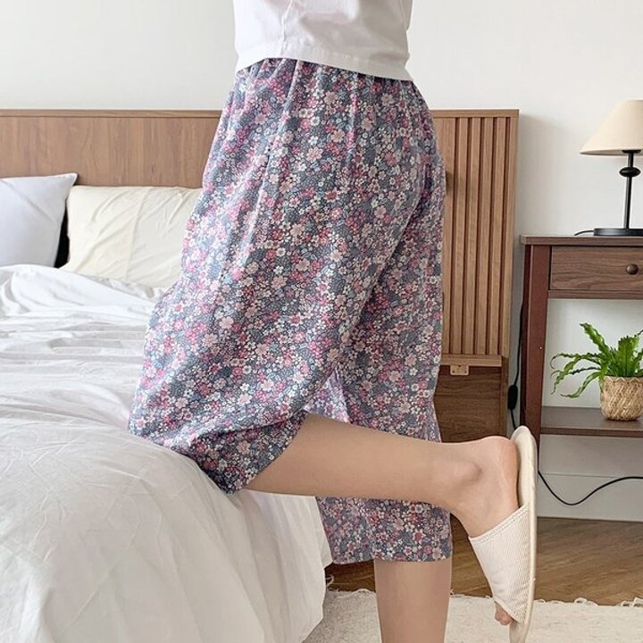 여름 인견 여성 꽃 플라워 잠옷 파자마 바지 5부 7부