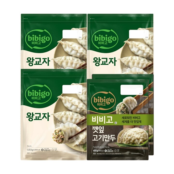 CJ제일제당 비비고 왕교자 1.05kg x3봉 + 깻잎고기만두 400g x2봉