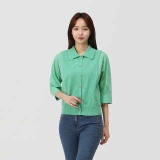 [PAT] 프리미엄 니트패치 블루종 블라우스_MK42503