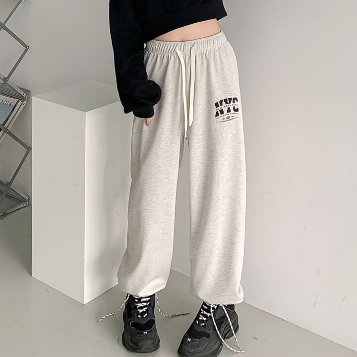 [옷자락] 여자 데일리 봄츄리닝 조거핏 밴딩 프린팅 스포티 바지