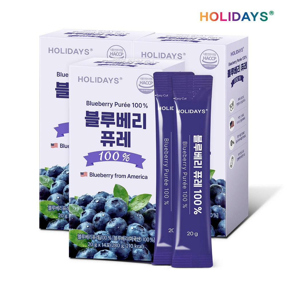 홀리데이즈 블루베리 퓨레 100% 14포 3박스