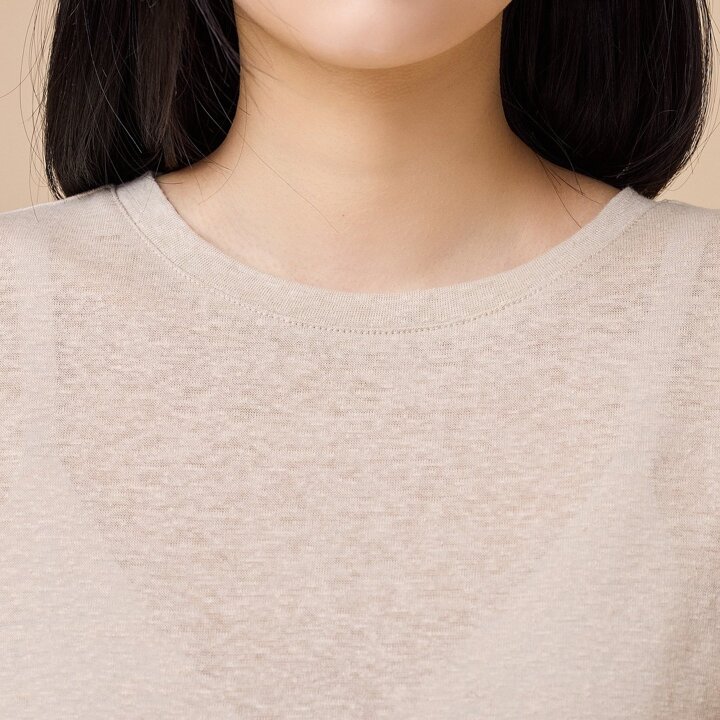 [JAJU/자주] 여 프렌치 리넨 반팔 티셔츠_베이지