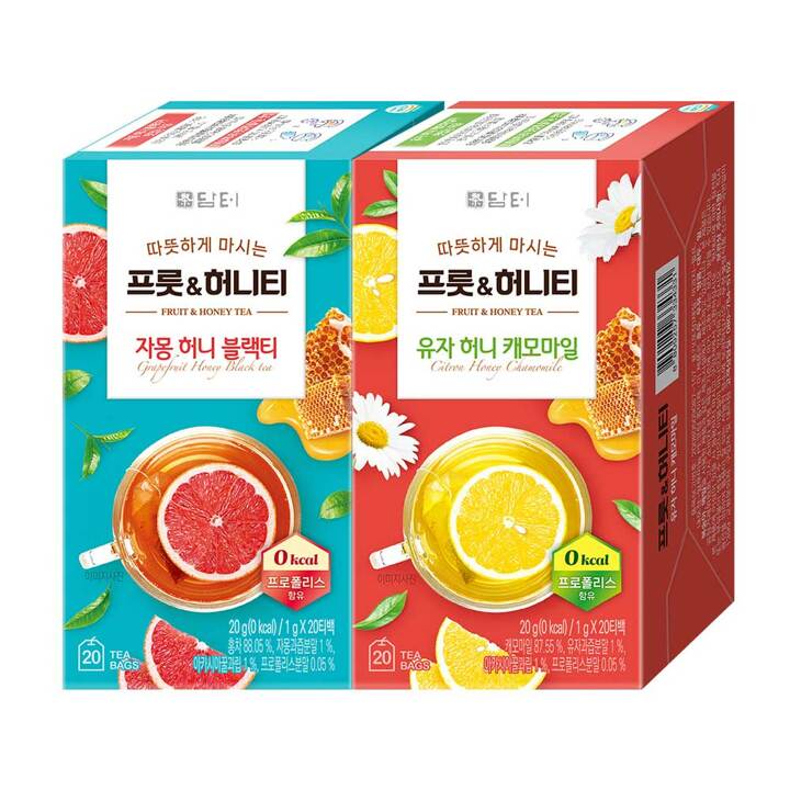 담터 프룻허니티 자몽허니블랙티 20T+유자캐모마일 20T