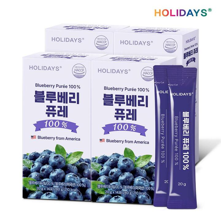 홀리데이즈 블루베리 퓨레 100% 14포 4박스