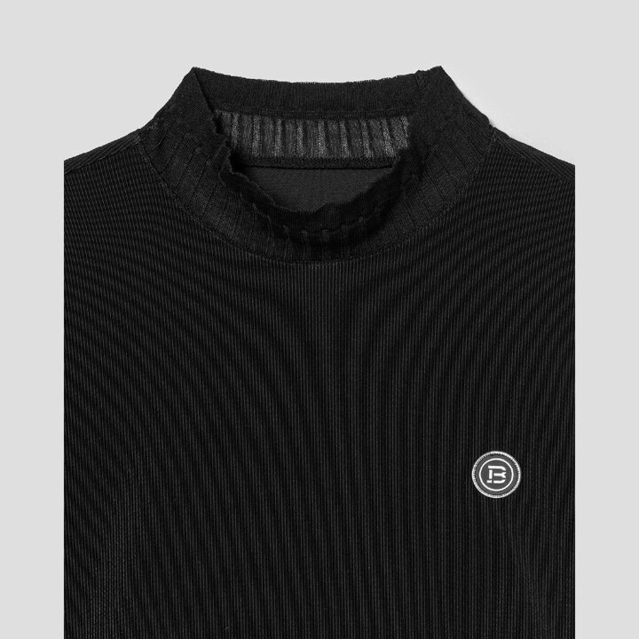 (신세계강남점)FW25 여성 골조직 하이넥 반소매 티셔츠 - 블랙 (BJ5842A245)
