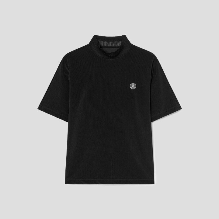 (신세계강남점)FW25 여성 골조직 하이넥 반소매 티셔츠 - 블랙 (BJ5842A245)