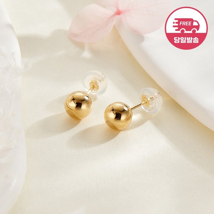 [비앤비골드] 당일발송 14K 심플 베이직 볼 귀걸이 6mm 한쌍 JAE40407