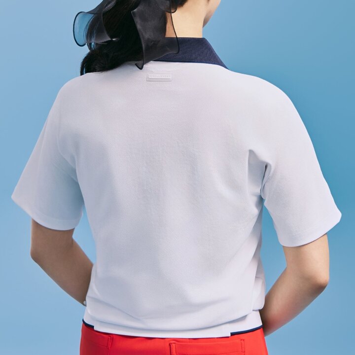 (신세계마산점)[챌린저] 여성 PQ소재 배색 오픈 카라 반팔 티셔츠