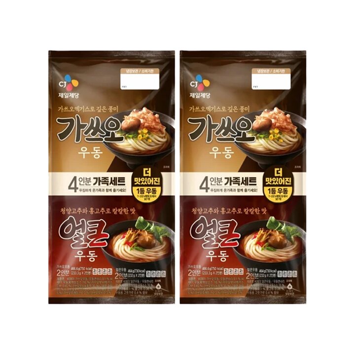CJ제일제당 가쓰오우동466g(2인)+얼큰우동464g(2인) x2개
