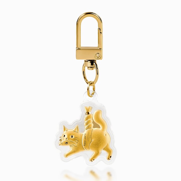 [한국금다이아몬드] 순금 선물 고양이 액막이 골드바 키링 24K 0.02g