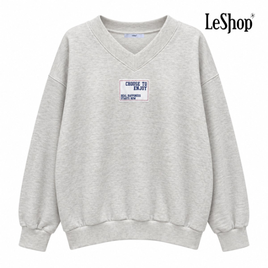 V넥 라벨 패치 맨투맨 티셔츠 (BQ9TS033A)