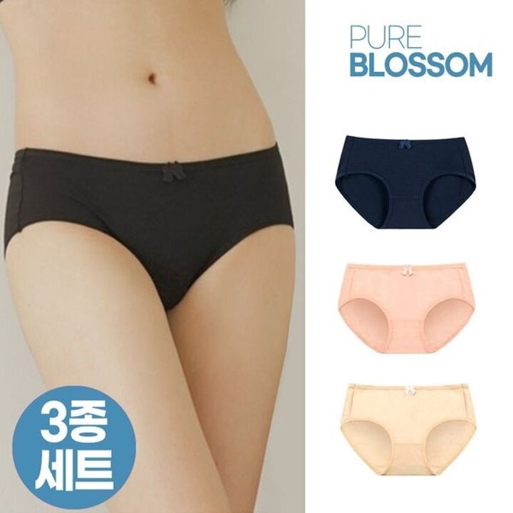 [퓨어블라썸] [3팩세트] 순면 스판 데일리 삼각 팬티/빅사이즈..[34576572]