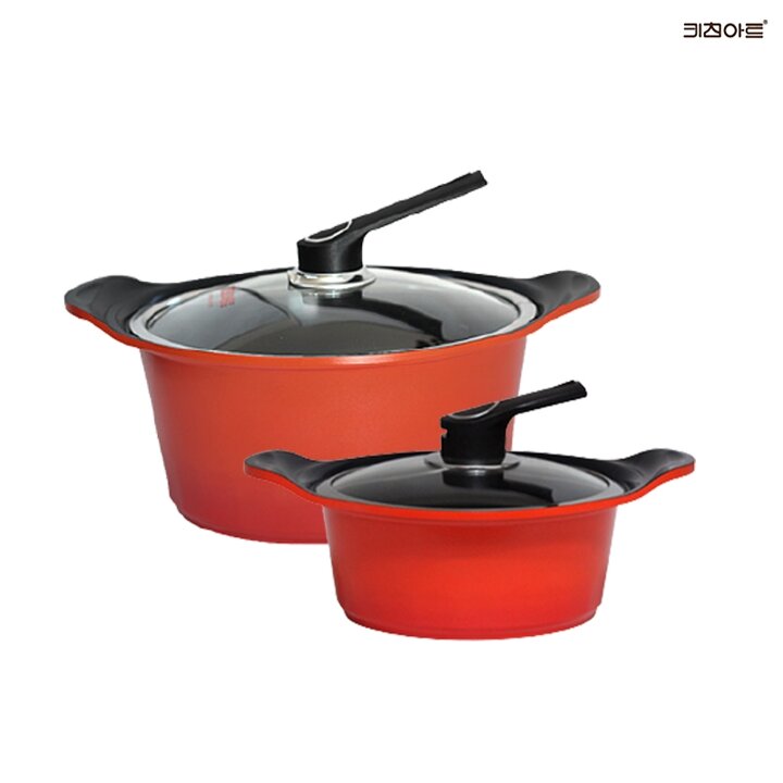 키친아트 S100G 세라믹코팅 통주물 냄비세트 2종H(양20+곰28)