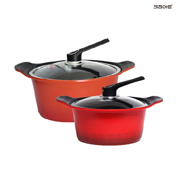 키친아트 S100G 세라믹코팅 통주물 냄비세트 2종i(양24+곰28)