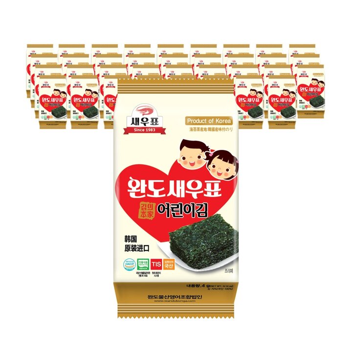 [G] 새우표 완도 저염 어린이 도시락김 4g x 36봉