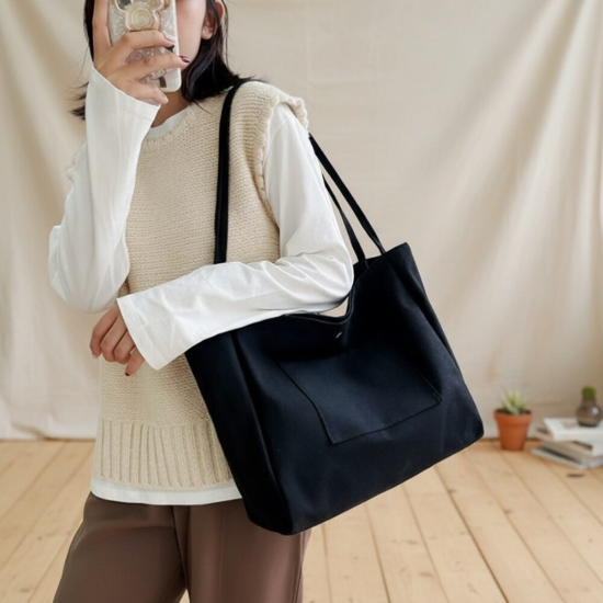 여성 대형 캔버스 숄더 토트백 데일리용