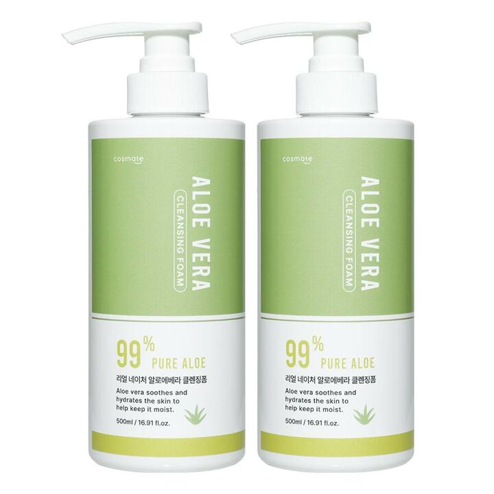 코스메이트 네이처 알로에베라 클렌징폼 500ml 2개