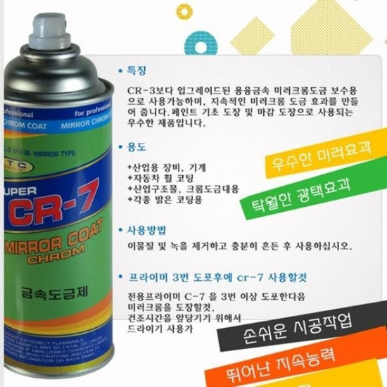 (주)셀러허브 일신 CR-7 크롬 금속 도금제 차량도금용 실버 C76901