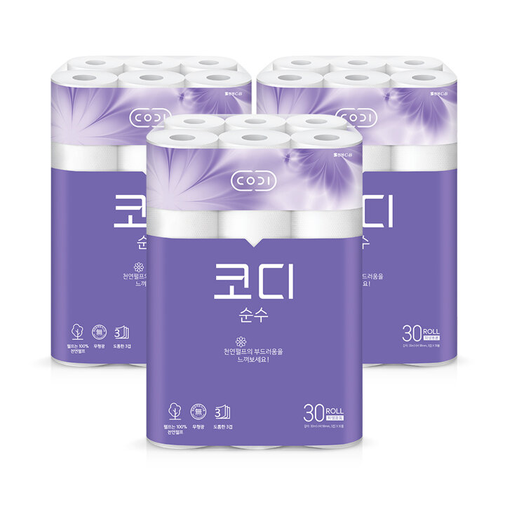 순수 화장지 30m*30롤 3팩