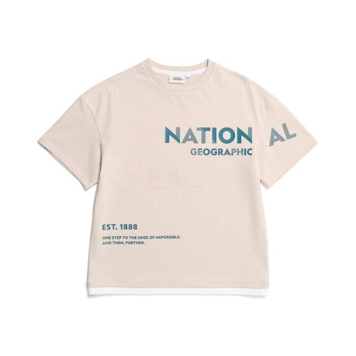 내셔널지오그래픽 키즈 K232UTS830 그래픽 레이어드 반팔티셔츠 L/BEIGE