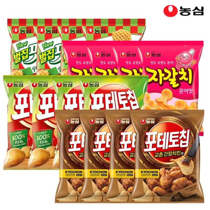 포테토칩교촌간장치킨맛4봉+포테토칩4봉+자갈치4봉+벌집핏자4봉