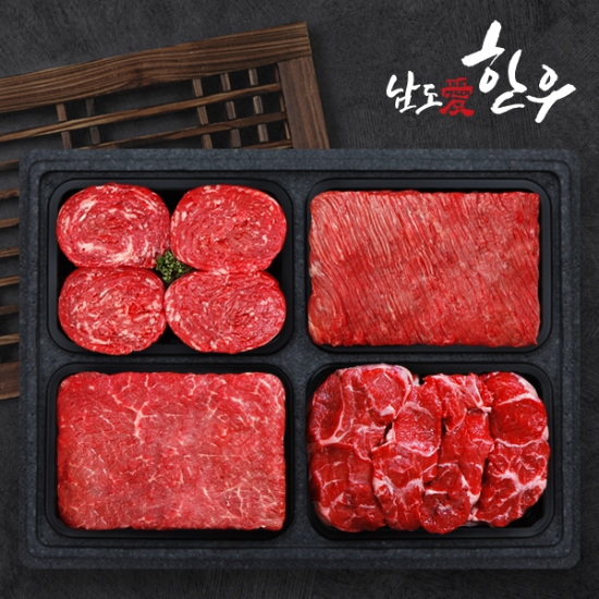 (주)인정푸드테크 [남도애한우] 한우 1등급 알찬정육세트 (불고기+국거리+산적+사태)/팩당400g