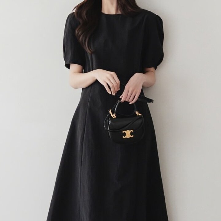 여성 데일리 썸머 바스락 퍼프 롱 원피스