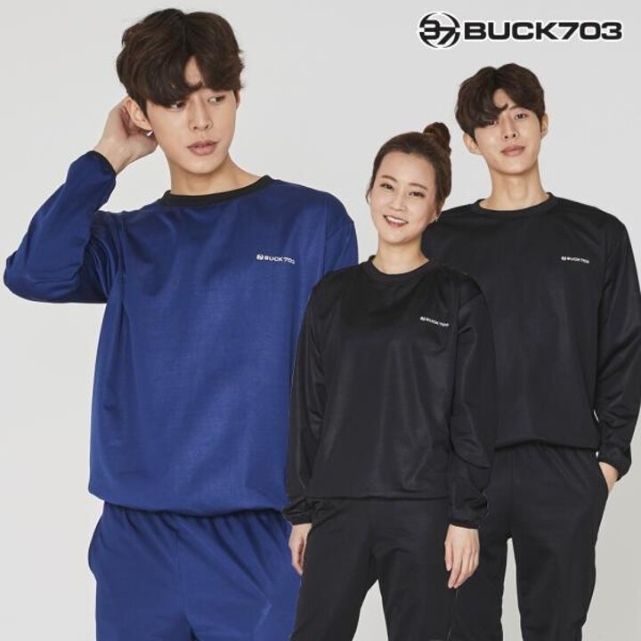 아트박스/벅703 BUCK703 국내산 땀복 상하 SET 네이비 다이어트 요가복