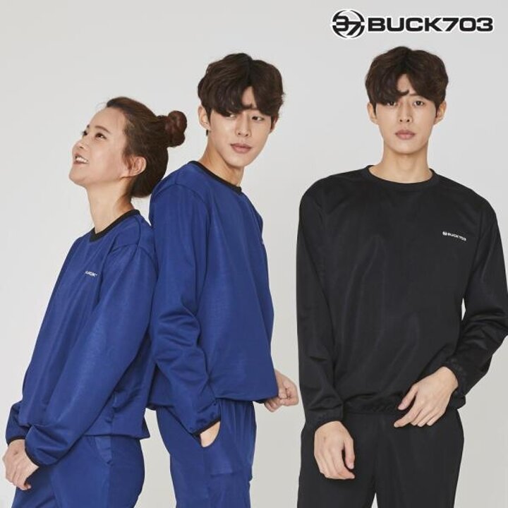 아트박스/벅703 BUCK703 국내산 땀복 상하 SET 네이비 다이어트 요가복